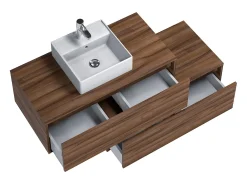 Móvel casa de banho suspenso lavatório individual natural escuro 2 gavetas 94 cm TEANA