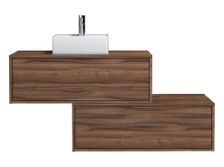 Móvel casa de banho suspenso lavatório individual natural escuro 2 gavetas 94 cm TEANA
