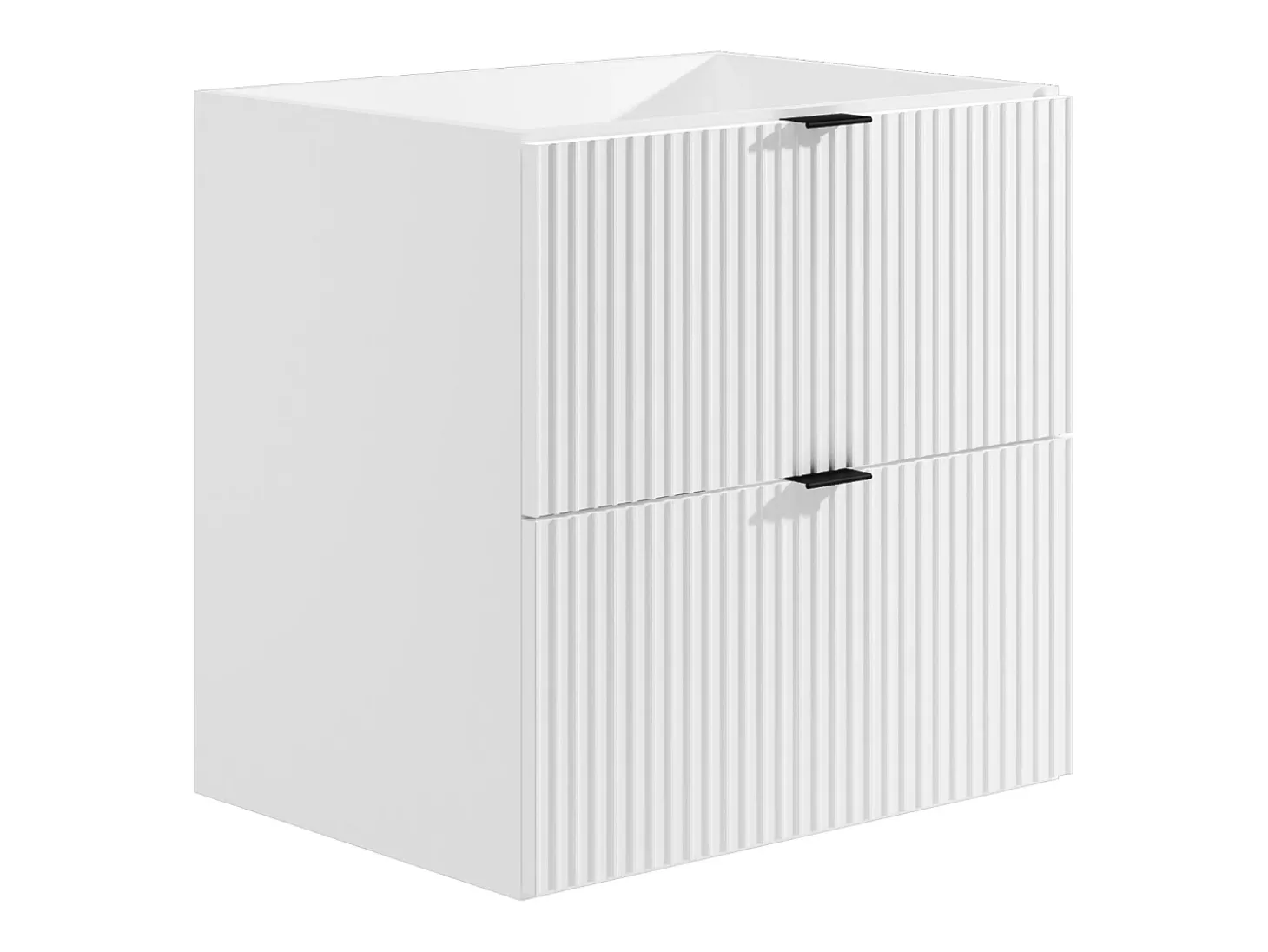 Móvel casa de banho suspenso estriado com lavatório encastrar branco fosco C60 cm ZEVINI