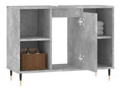 Móvel casa de banho 80x33x60 cm derivados madeira cinza cimento