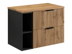 Móvel colocar sob lavatório suspenso estriado com nichos natural claro C80 cm - MADELA