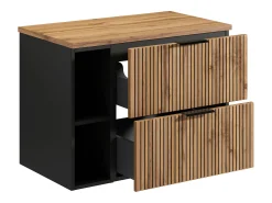 Móvel colocar sob lavatório suspenso estriado com nichos natural claro C80 cm - MADELA