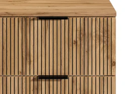 Móvel colocar sob lavatório suspenso estriado com nichos natural claro C80 cm - MADELA