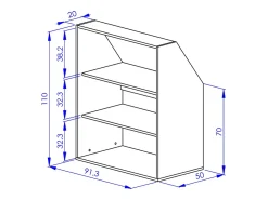 Móvel com inclinação com 4 portas, 2 prateleiras e 2 nichos branco e natural ADEZIO