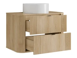 Móvel com lavatório simples suspenso com lavatório de pousar redondo, natural claro, 80 cm, FILOR