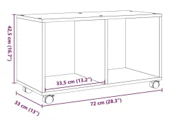 Móvel com rodas 72x33x42,5 cm derivados de madeira cinza sonoma