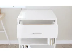 Móvel com rodas 46x36x59 cm derivados madeira branco brilhante