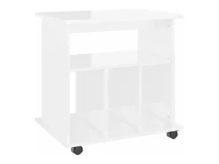 Móvel com rodas 60x45x60 cm derivados madeira branco brilhante