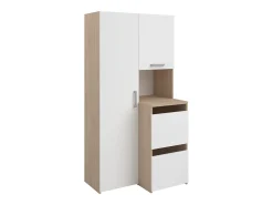 Móvel de arrumação para casa de banho com 3 armários e uma coluna C92 x A184 cm - ERKANO
