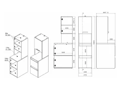Móvel de arrumação para casa de banho com 3 portas e 4 prateleiras C47 x A184 cm - ERKANO