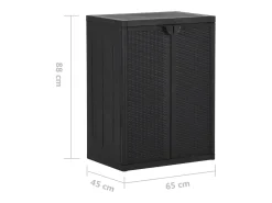 Móvel de arrumação para jardim 65x45x88 cm vime PP preto