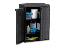 Móvel de arrumação para jardim 65x45x88 cm vime PP preto