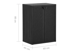 Móvel de arrumação para jardim 65x45x88 cm vime PP preto