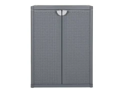 Móvel de arrumação para jardim 65x45x88 cm vime PP cinzento