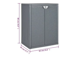 Móvel de arrumação para jardim 65x45x88 cm vime PP cinzento