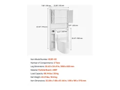 Móvel de Arrumação para WC SucceBuy, Altura 171,3 cm, Arrumação Acima da Sanita ou Máquina de Lavar Roupa, Armário de Casa de Banho Economizador de Espaço, Branco
