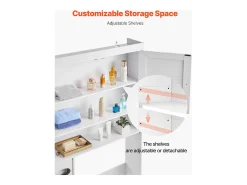 Móvel de Arrumação para WC SucceBuy, Altura 171,3 cm, Arrumação Acima da Sanita ou Máquina de Lavar Roupa, Armário de Casa de Banho Economizador de Espaço, Branco
