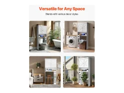 Móvel de Arrumação para WC SucceBuy, Altura 171,3 cm, Arrumação Acima da Sanita ou Máquina de Lavar Roupa, Armário de Casa de Banho Economizador de Espaço, Branco