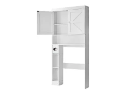Móvel de Arrumação para WC SucceBuy, Altura 171,3 cm, Arrumação Acima da Sanita ou Máquina de Lavar Roupa, Armário de Casa de Banho Economizador de Espaço, Branco