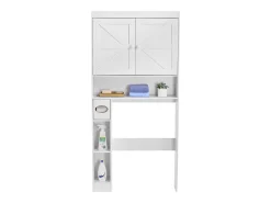 Móvel de Arrumação para WC SucceBuy, Altura 171,3 cm, Arrumação Acima da Sanita ou Máquina de Lavar Roupa, Armário de Casa de Banho Economizador de Espaço, Branco