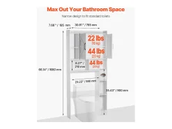Móvel de Arrumação para WC SucceBuy, Altura 168 cm, Arrumação Acima da Sanita ou Máquina de Lavar Roupa, Armário de Casa de Banho Economizador de Espaço, Branco
