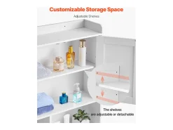 Móvel de Arrumação para WC SucceBuy, Altura 168 cm, Arrumação Acima da Sanita ou Máquina de Lavar Roupa, Armário de Casa de Banho Economizador de Espaço, Branco