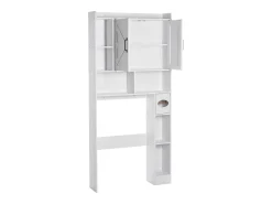 Móvel de Arrumação para WC SucceBuy, Altura 168 cm, Arrumação Acima da Sanita ou Máquina de Lavar Roupa, Armário de Casa de Banho Economizador de Espaço, Branco