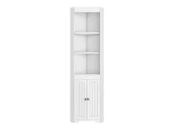 Móvel de banheiro 49,5×35×170 cm - 3 compartimentos abertos - 2 portas resistentes à umidade - prateleiras ajustáveis - branco
