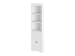 Móvel de banheiro 49,5×35×170 cm - 3 compartimentos abertos - 2 portas resistentes à umidade - prateleiras ajustáveis - branco