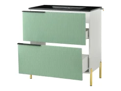 Móvel de banheiro - com lavatório de cerâmica - com 2 gavetas - verde + branco​ (torneira não incluída)