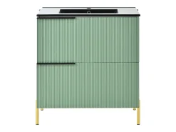 Móvel de banheiro - com lavatório de cerâmica - com 2 gavetas - verde + branco​ (torneira não incluída)