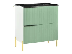 Móvel de banheiro - com lavatório de cerâmica - com 2 gavetas - verde + branco​ (torneira não incluída)