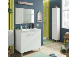 Móvel de banheiro Atenea com 2 portas sanfonadas, branco, 80 cm