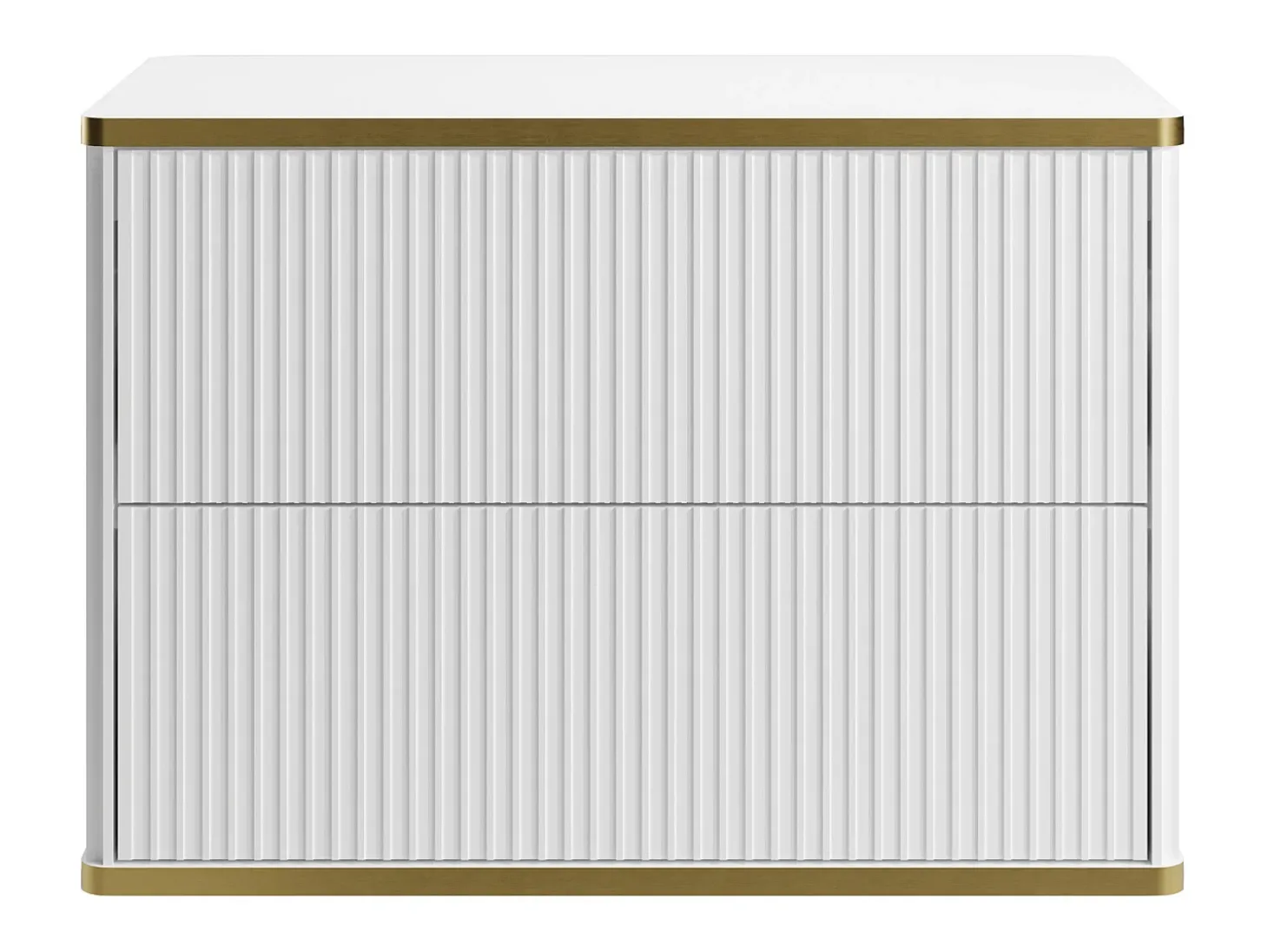 Móvel de banheiro com design canelado e detalhes dourados, branco, KELIZA