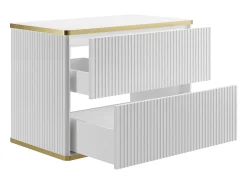 Móvel de banheiro com design canelado e detalhes dourados, branco, KELIZA