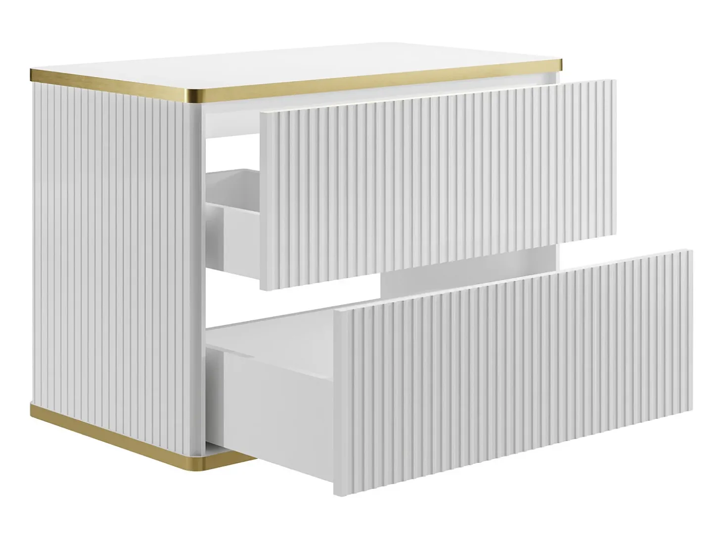 Móvel de banheiro com design canelado e detalhes dourados, branco, KELIZA