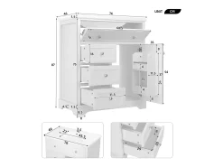 Móvel de banheiro com lavatório em cerâmica - 1 porta e 3 gavetas - branco (torneira não incluída)