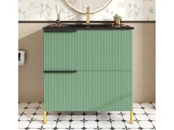Móvel de banheiro com pia de cerâmica - 81,5 x 47 x 90 cm - com 2 gavetas - MDF - verde