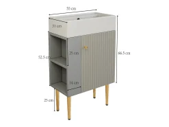 Móvel de banheiro com pia - 55 x 31 x 91,5 cm - com 2 gavetas - MDF - cinza + branco