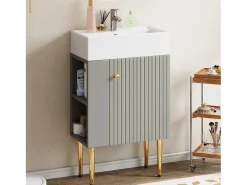 Móvel de banheiro com pia - 55 x 31 x 91,5 cm - com 2 gavetas - MDF - cinza + branco