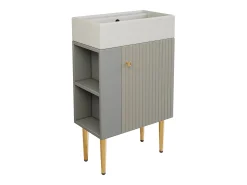 Móvel de banheiro com pia - 55 x 31 x 91,5 cm - com 2 gavetas - MDF - cinza + branco