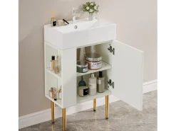Móvel de banheiro com pia - 55 x 31 x 91,5 cm - com 2 gavetas - MDF - branco
