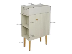 Móvel de banheiro com pia - 55 x 31 x 91,5 cm - com 2 gavetas - MDF - branco