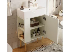 Móvel de banheiro com pia - 55 x 31 x 91,5 cm - com 2 gavetas - MDF - branco