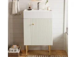 Móvel de banheiro com pia - 55 x 31 x 91,5 cm - com 2 gavetas - MDF - branco