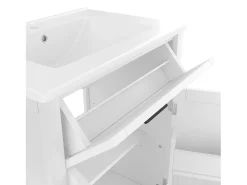 Móvel de banheiro com pés - com lavatório em cerâmica - 2 portas - Branco (torneira não incluída)
