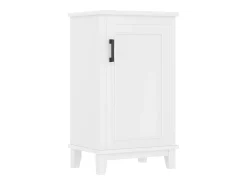 Móvel de banheiro com pés - com lavatório em cerâmica - 1 porta - prateleiras ajustáveis - Branco (torneira não incluída)