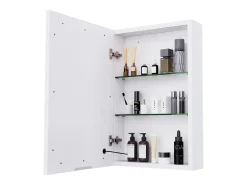Móvel de banheiro de parede com espelho, LED, prateleira ajustável - 70x15x60 cm Branco