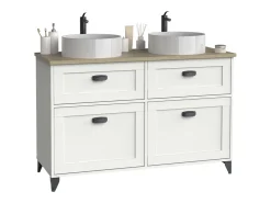 Móvel de banheiro duplo Toscana com 2 portas, sem pia, 120 cm, branco/carvalho