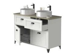 Móvel de banheiro duplo Toscana com 2 portas, sem pia, 120 cm, branco/carvalho
